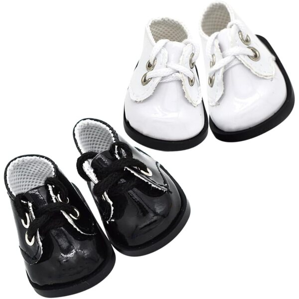 YARNOW 10 Paia Mini Scarpe in Pelle Nero e Bianco per Decorazioni e Scenografie