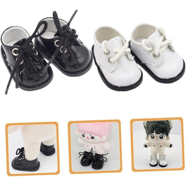 YARNOW 10 Paia Mini Scarpe in Pelle Nero e Bianco per Decorazioni e Scenografie