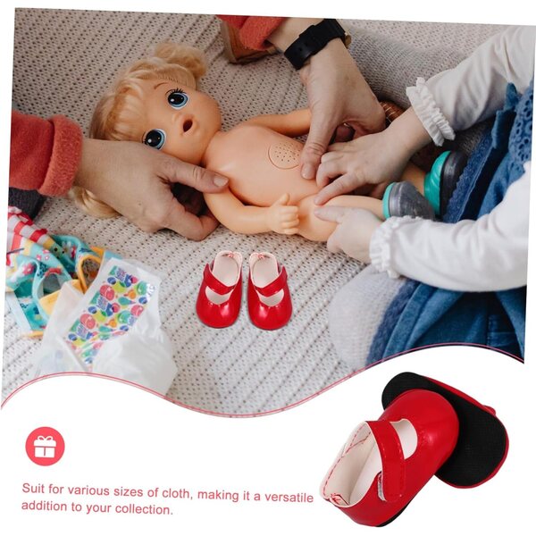 VICASKY Rote PU-Schuhe für 18-Zoll-Puppen – Miniatur-Modeaccessoires