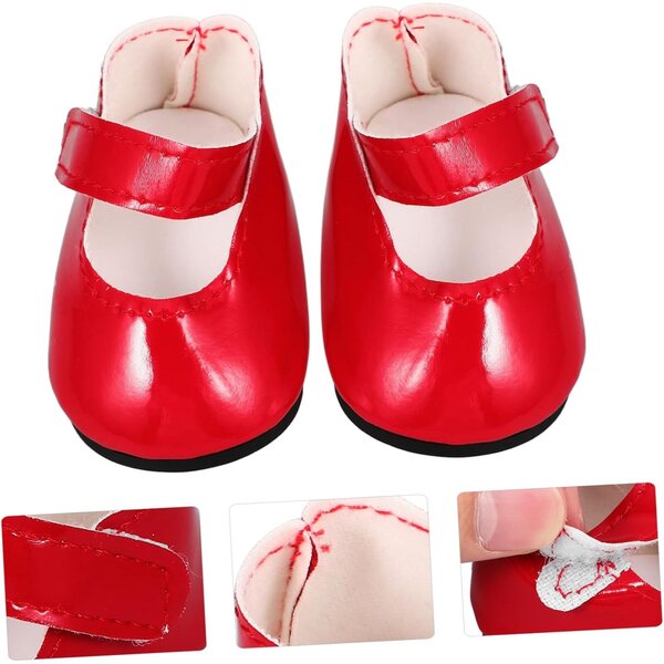 VICASKY Rote PU-Schuhe für 18-Zoll-Puppen – Miniatur-Modeaccessoires