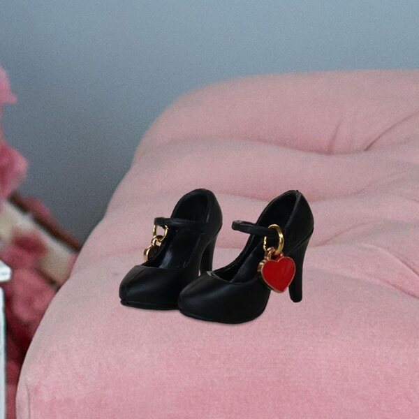 Amagogo High Heel-Schuhe im Maßstab 1:6 für 12-Zoll-Puppen, stilvolles Schwarz