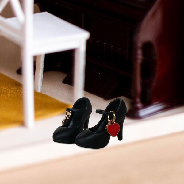 Amagogo High Heel-Schuhe im Maßstab 1:6 für 12-Zoll-Puppen, stilvolles Schwarz