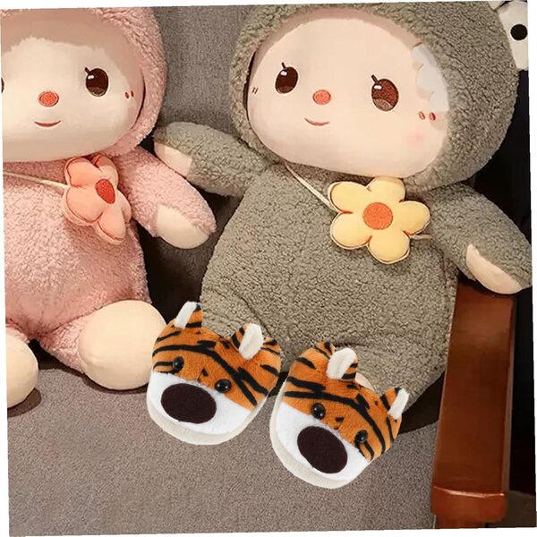 BESPORTBLE Puppen-Plüschhausschuhe, weiche Winterschuhe mit Tiermotiv