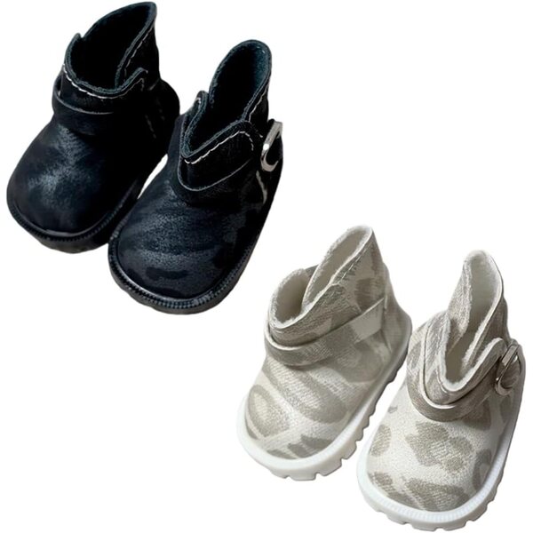 niannyyhouse Scarpe Alte per Bambola di Peluche 20 cm, 2 Paia Nero e Bianco