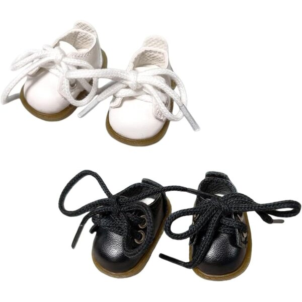 niannyyhouse Scarpe per Bambole di Peluche 10 cm - 2 Paia Nero + Bianco
