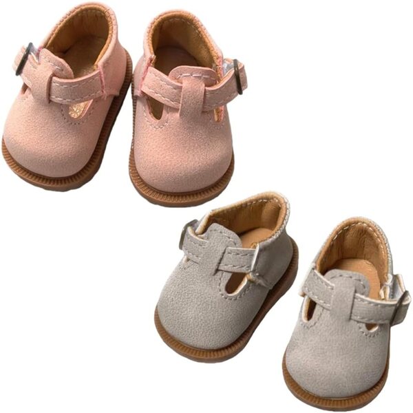 niannyyhouse 1/6 und 1/8 BJD Puppenschuhe, 2 Paar Rosa und Grau, Länge 4,9 cm