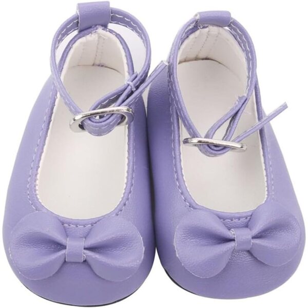 Lila Lederschuhe mit Schnalle für 46 cm große Puppen – Kostümzubehör für amerikanische Puppen