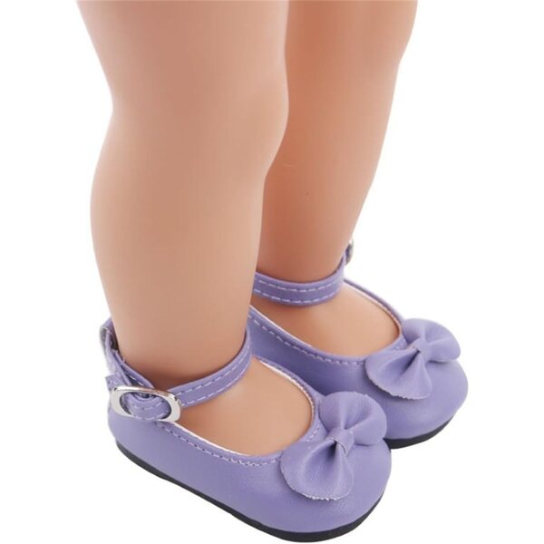 Lila Lederschuhe mit Schnalle für 46 cm große Puppen – Kostümzubehör für amerikanische Puppen