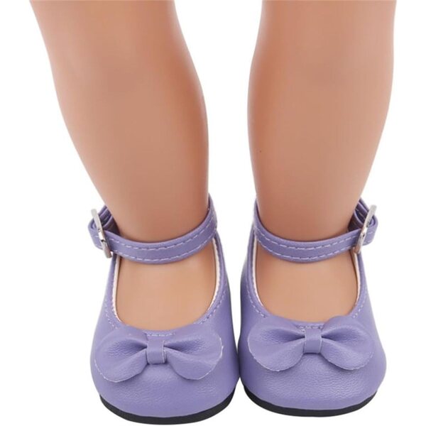Lila Lederschuhe mit Schnalle für 46 cm große Puppen – Kostümzubehör für amerikanische Puppen