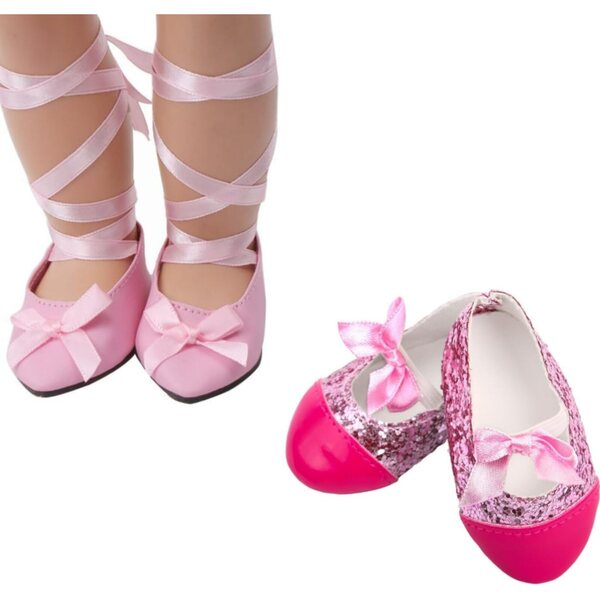 2 Paia di Scarpe Estive per Bambole 18 Pollici—Sandali e Balletto ENIXWH