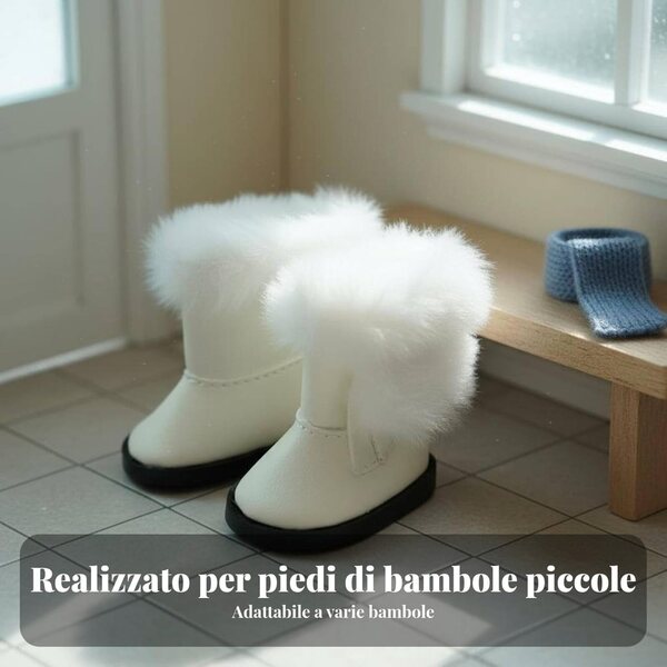 Qianly Stivali da Neve per Bambole 20 cm Morbidi e Caldi con Finitura Scamosciata Neri