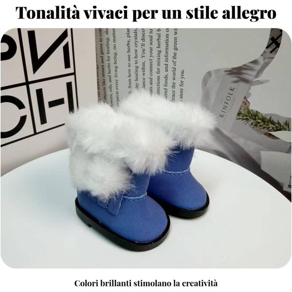 Qianly Stivali da Neve per Bambole 20 cm Morbidi e Caldi con Finitura Scamosciata Neri