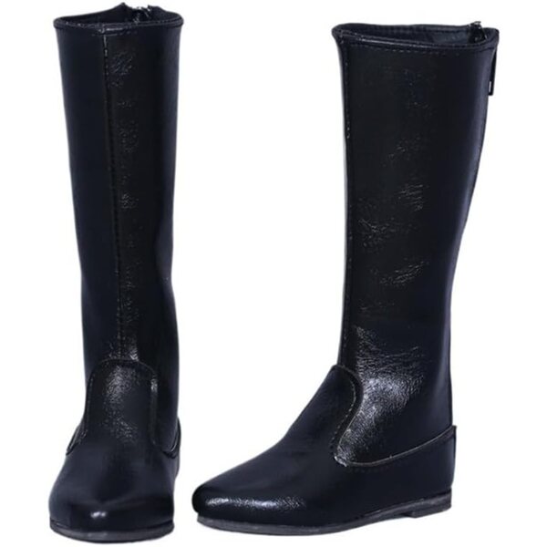 Schwarze Lederstiefel mit niedrigem Absatz für 1/3 BJD-Puppe – hochwertiges Zubehör