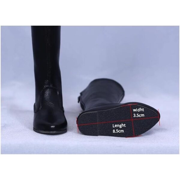 Schwarze Lederstiefel mit niedrigem Absatz für 1/3 BJD-Puppe – hochwertiges Zubehör