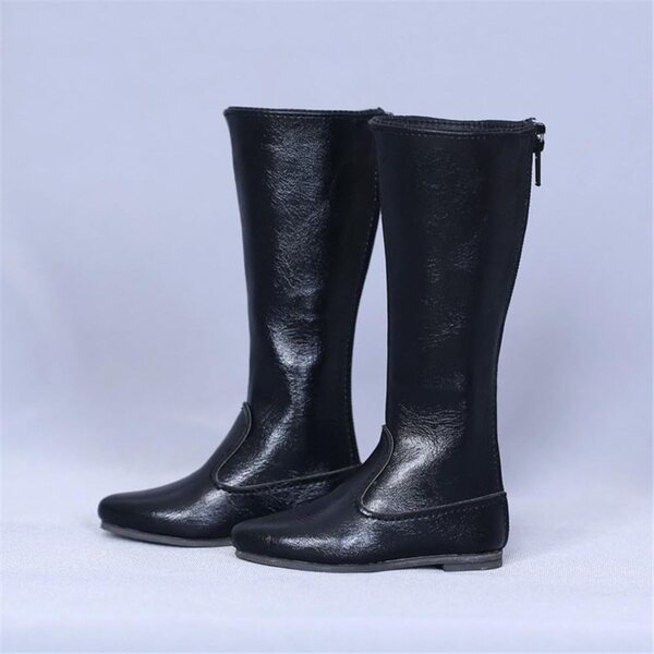 Schwarze Lederstiefel mit niedrigem Absatz für 1/3 BJD-Puppe – hochwertiges Zubehör