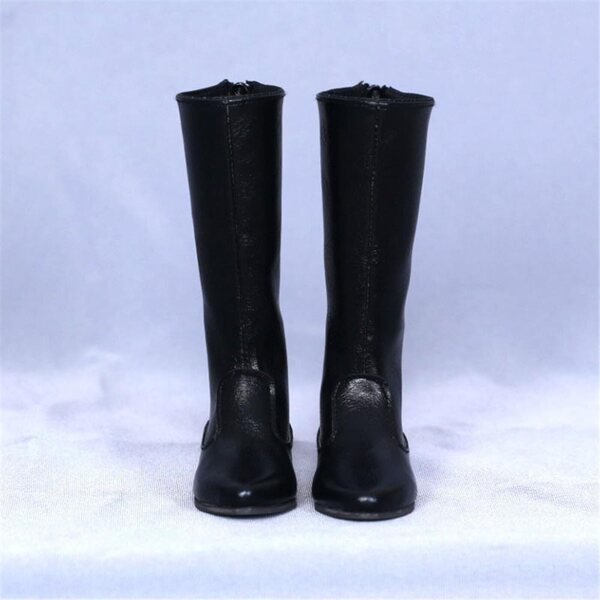 Schwarze Lederstiefel mit niedrigem Absatz für 1/3 BJD-Puppe – hochwertiges Zubehör