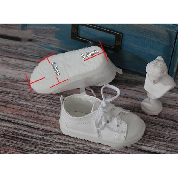 Scarpe Basse Bianche con Lacci per Bambola BJD 1/3 da 60 cm, Accessori Preziosi