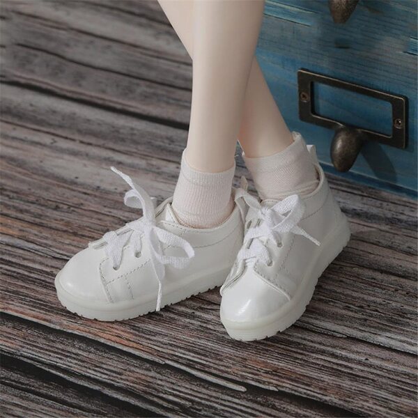 Scarpe Basse Bianche con Lacci per Bambola BJD 1/3 da 60 cm, Accessori Preziosi