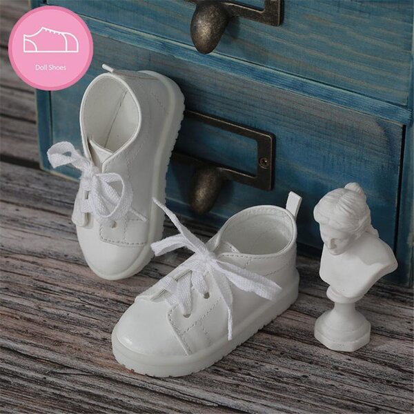 Scarpe Basse Bianche con Lacci per Bambola BJD 1/3 da 60 cm, Accessori Preziosi