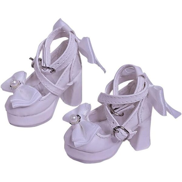High-Heel-Schuhe für 1/3 60-cm-BJD-Puppe mit weißer Schleife und Schnalle