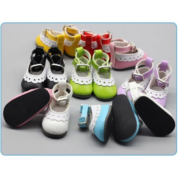 Blaue Lederschuhe mit Schnalle und Schnürsenkeln für 1/6 BJD Puppe – hochwertige Accessoires