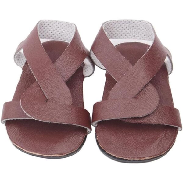 Braune Sandalen für 46 cm große Puppe – Flache Schuhe Uterui Kostümzubehör