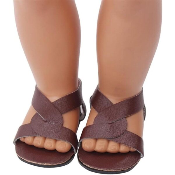 Braune Sandalen für 46 cm große Puppe – Flache Schuhe Uterui Kostümzubehör