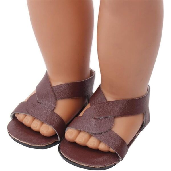 Braune Sandalen für 46 cm große Puppe – Flache Schuhe Uterui Kostümzubehör