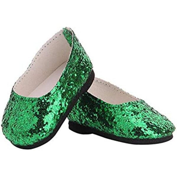 Grüne Glitzerschuhe für 45-cm-Puppen – Modeaccessoires für America Girl-Puppen