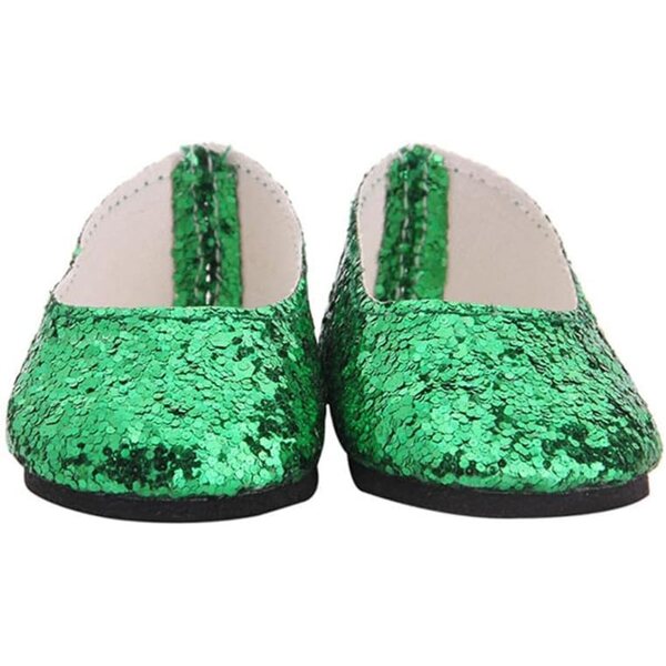 Grüne Glitzerschuhe für 45-cm-Puppen – Modeaccessoires für America Girl-Puppen