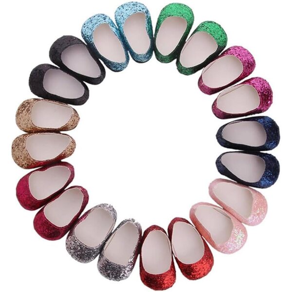 Grüne Glitzerschuhe für 45-cm-Puppen – Modeaccessoires für America Girl-Puppen
