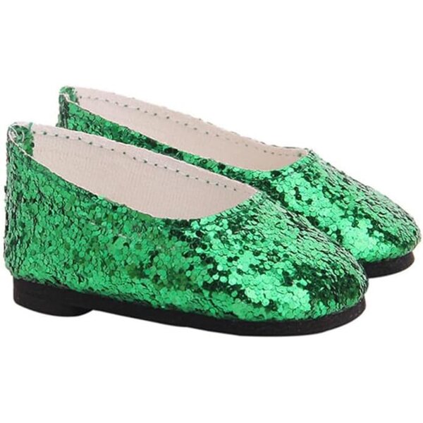 Grüne Glitzerschuhe für 45-cm-Puppen – Modeaccessoires für America Girl-Puppen