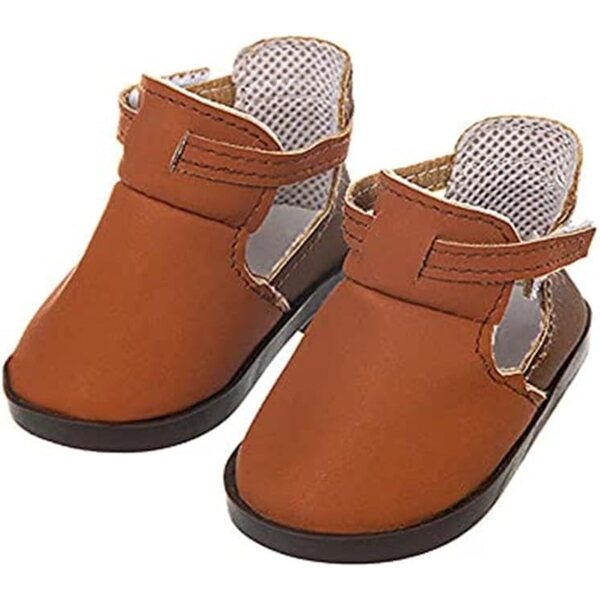 Flache Mini-Schuhe in Braun für 18-Zoll-Puppen – hochwertige Modeaccessoires