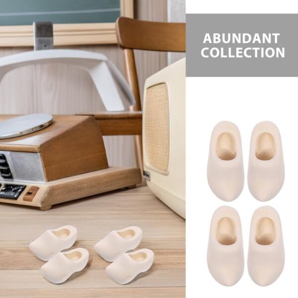 Set 6 paia mini scarpe in legno per casa delle bambole zoccoli olandesi vintage