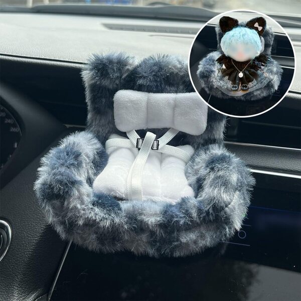 PETSTIBLE Seggiolino Auto per Bambole 18 cm in Peluche con Cintura Sicurezza e Clip Salvaspazio