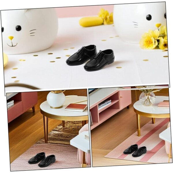 YARNOW 12 Paar schwarze Miniaturschuhe für 11-Zoll-Puppen und Mikrolandschaften
