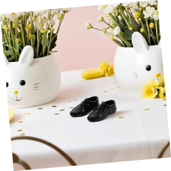 YARNOW 12 Paar schwarze Miniaturschuhe für 11-Zoll-Puppen und Mikrolandschaften