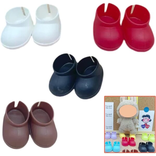 Set 4 paia scarpe per bambole da 17 cm in nero, bronzo, bianco e rosso