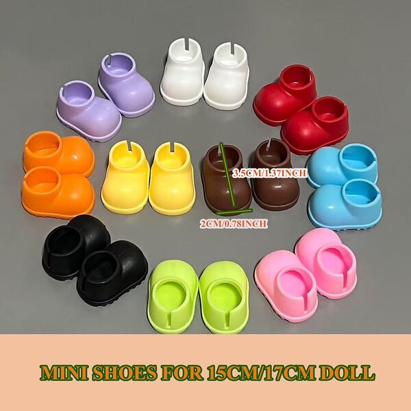 Set 4 paia scarpe per bambole da 17 cm in nero, bronzo, bianco e rosso