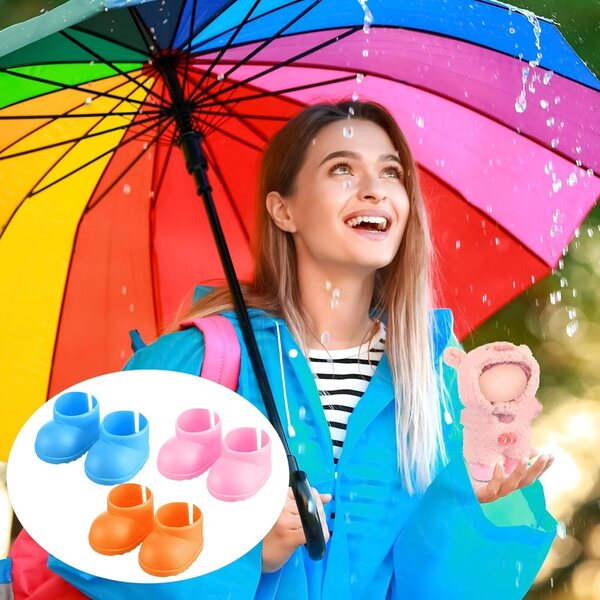 Shyyween 3 Paar bunte und langlebige Mini-Puppen-Regenstiefel