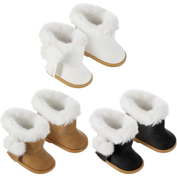 Bencailor Winterstiefel für 18-Zoll-Puppen, 3 Paar, mehrfarbiges PU-Leder