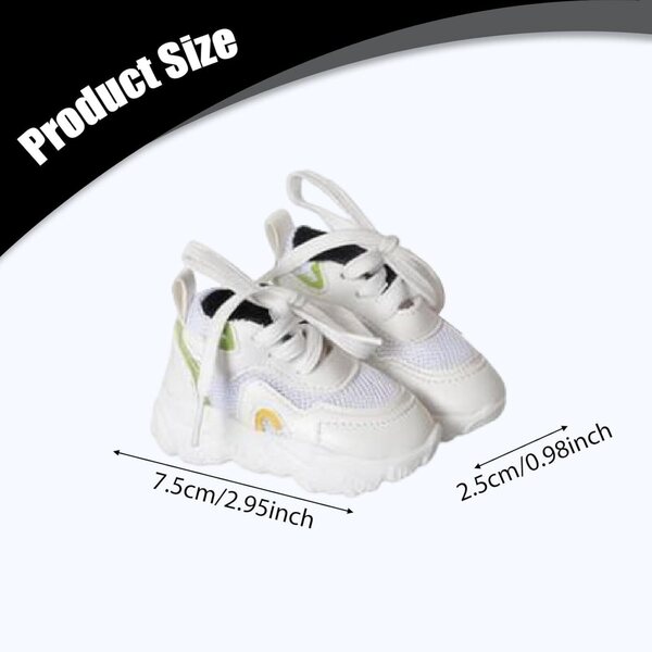 Colcolo Scarpe per Bambole 1:3 - Mini Sneakers Casual in Tessuto Nero 7,5 cm