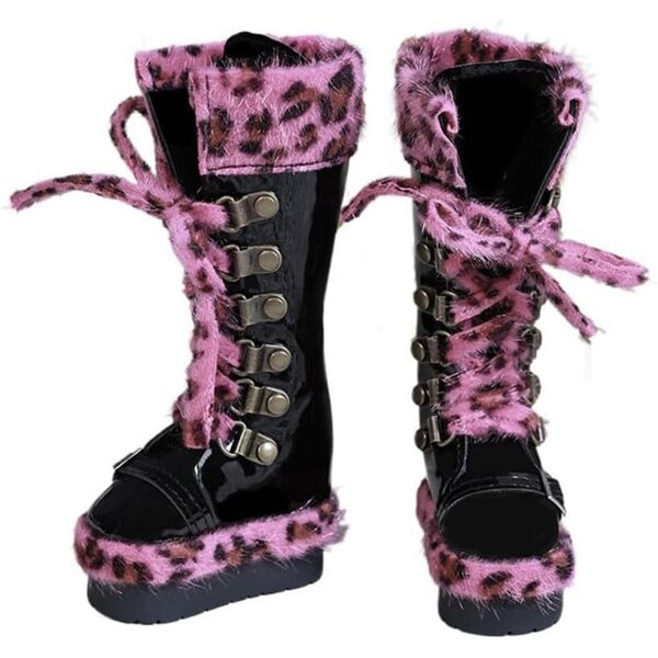 Wadenstiefel für 1/4-BJD-Puppe mit Plateau und Schnürsenkeln – Kostümzubehör