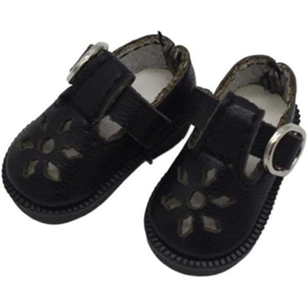 Lederschuhe mit Schnalle für 1/8 und 1/6 BJD Puppe, Schwarz, Kostümzubehör