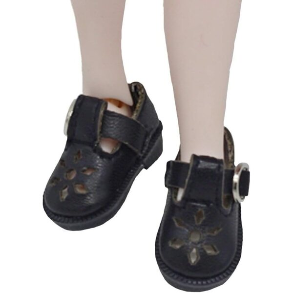 Lederschuhe mit Schnalle für 1/8 und 1/6 BJD Puppe, Schwarz, Kostümzubehör