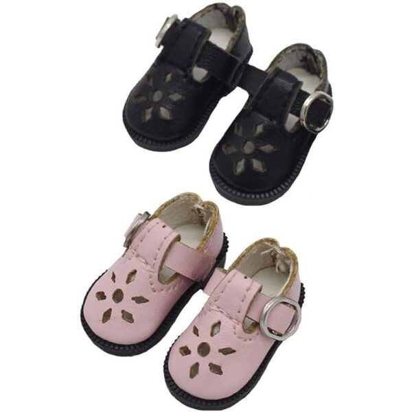 Lederschuhe mit Schnalle für 1/8 und 1/6 BJD Puppe, Schwarz, Kostümzubehör