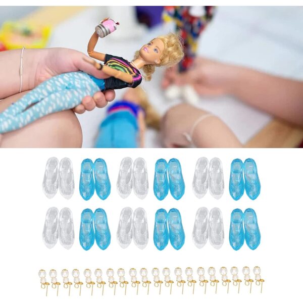 Set mit 60 farbigen Mini-Schuhen und 20 Ohrringen für Puppenhaus 1/12 – Generisch