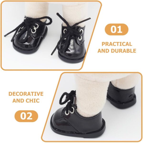 WOONEKY Scarpe in Pelle per Bambole 20 cm - 2 Paia Mini Scarpe Decorative Resistenti