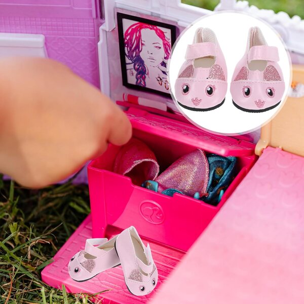 Mini Scarpe Rosa in PU per Case Miniatura e Bambole 18 Pollici - 1 Paio