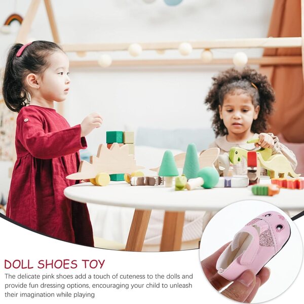Mini Scarpe Rosa in PU per Case Miniatura e Bambole 18 Pollici - 1 Paio